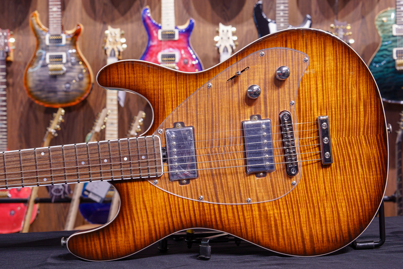 Music Man Steve Morse Hh Ball Family Reserve Caramel Burst Flame G86