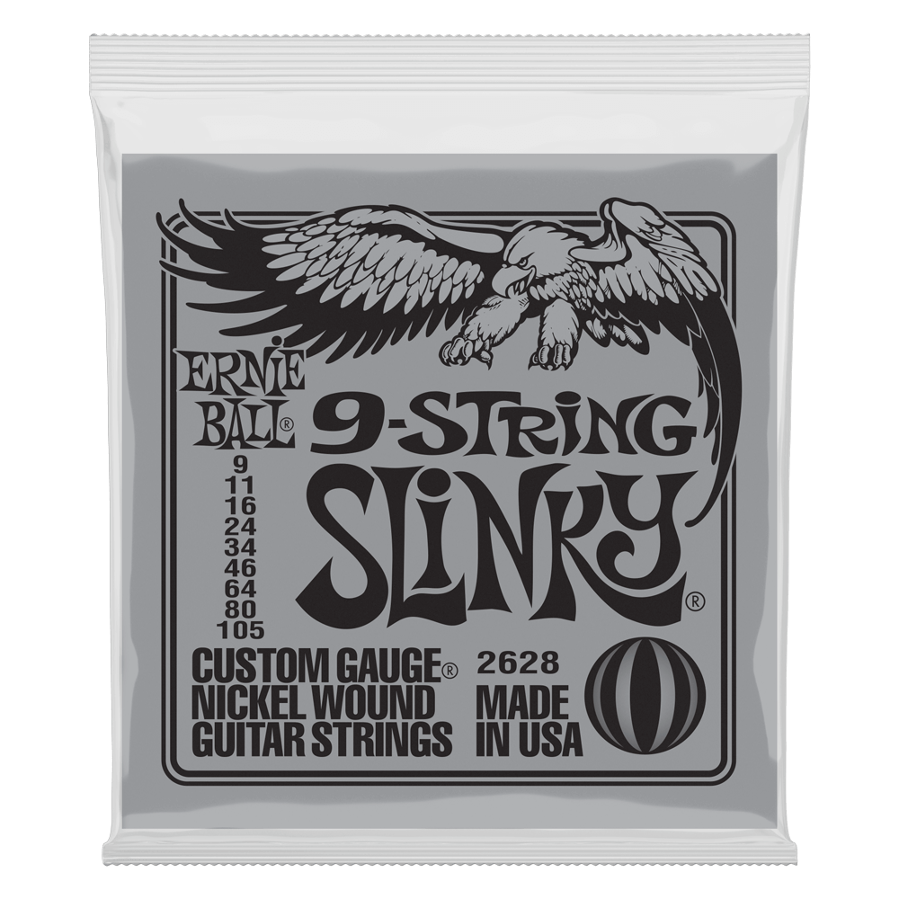 Ernie Ball Slinky 9-String Nickel Wound Electric Guitar Strings - 9-105 Gauge - HIENDGUITAR   Ernieball Electric Sets