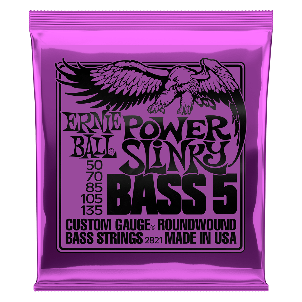 Ernie Ball Power Slinky 5-String Nickel Wound Electric Bass Strings - 50-135 Gauge - HIENDGUITAR   Ernieball bass strings