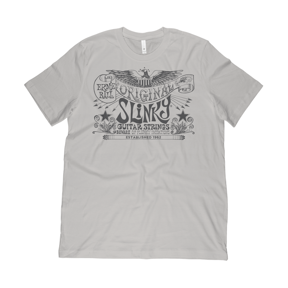 Ernie Ball Original Slinky Silver T-Shirt XL - HIENDGUITAR   Ernieball Apparel