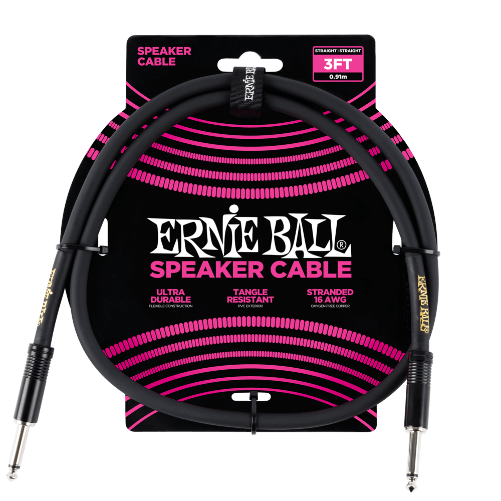 Ernie Ball 3' Straight / Straight Speaker Cable - HIENDGUITAR   Ernieball Cables